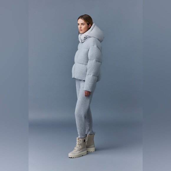 NWT Mackage Tessy Wool & Cashmere Down Jacket Sz M $1790 Light Grey Mix - Picture 6 of 9